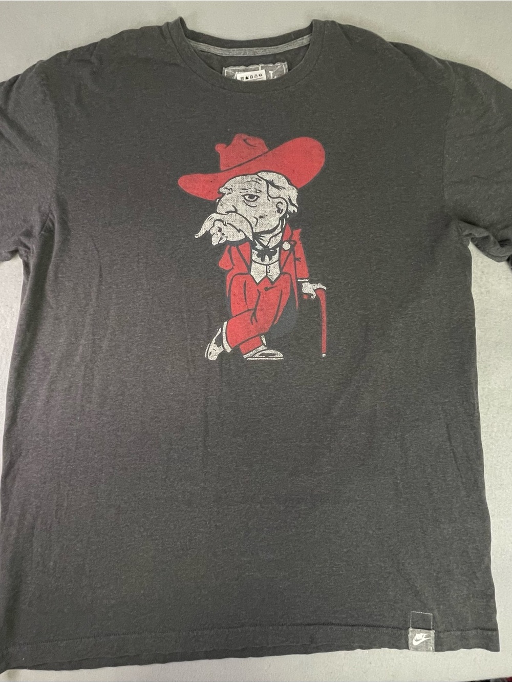 Nike Vtg Ole Miss "Colonel Reb" Mascot Black T-shirt Size L Collectable Fan Rare